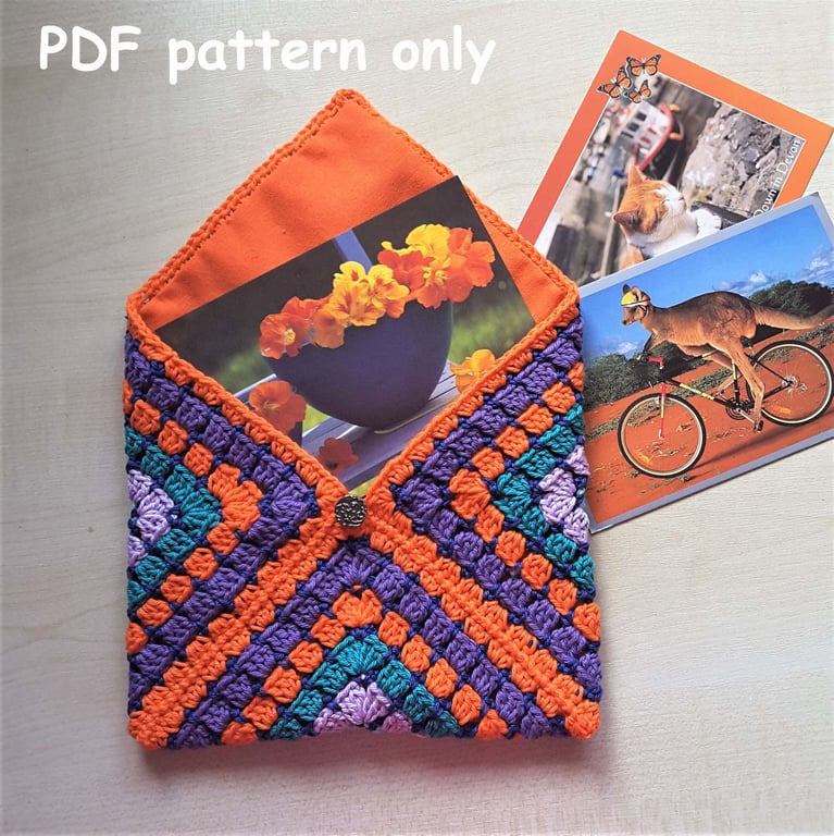 Crochet envelope pattern. Memory keeper. Treasure holder. Crochet pocket.