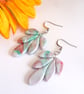 Frosted Winter Leaf Polymer Clay Dangle Earrings - Image 3