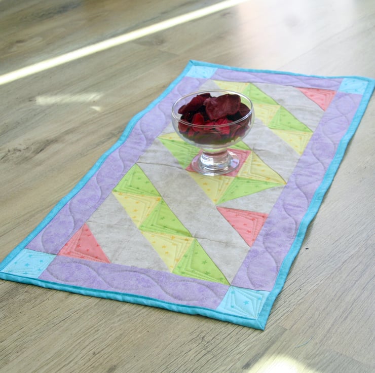 Handmade Quilted table runner with pale spring ... - Folksy