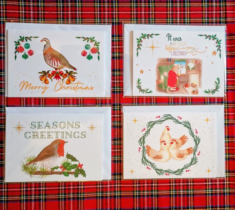 Pack of EIGHT Christmas cards from original drawing!