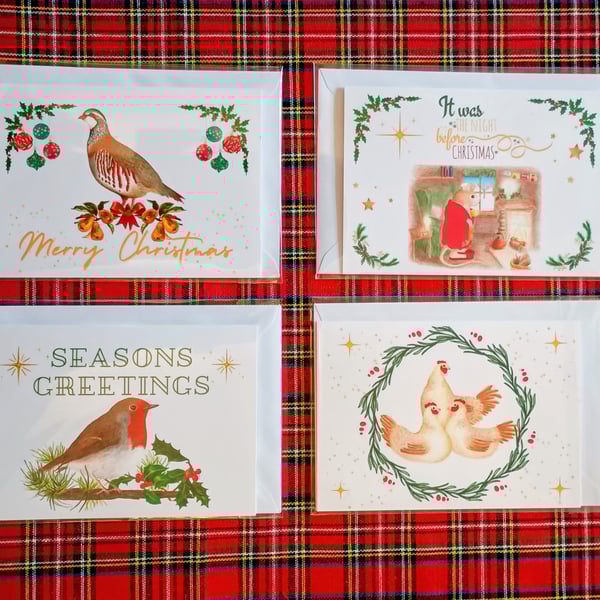 Pack of EIGHT Christmas cards from original drawing!