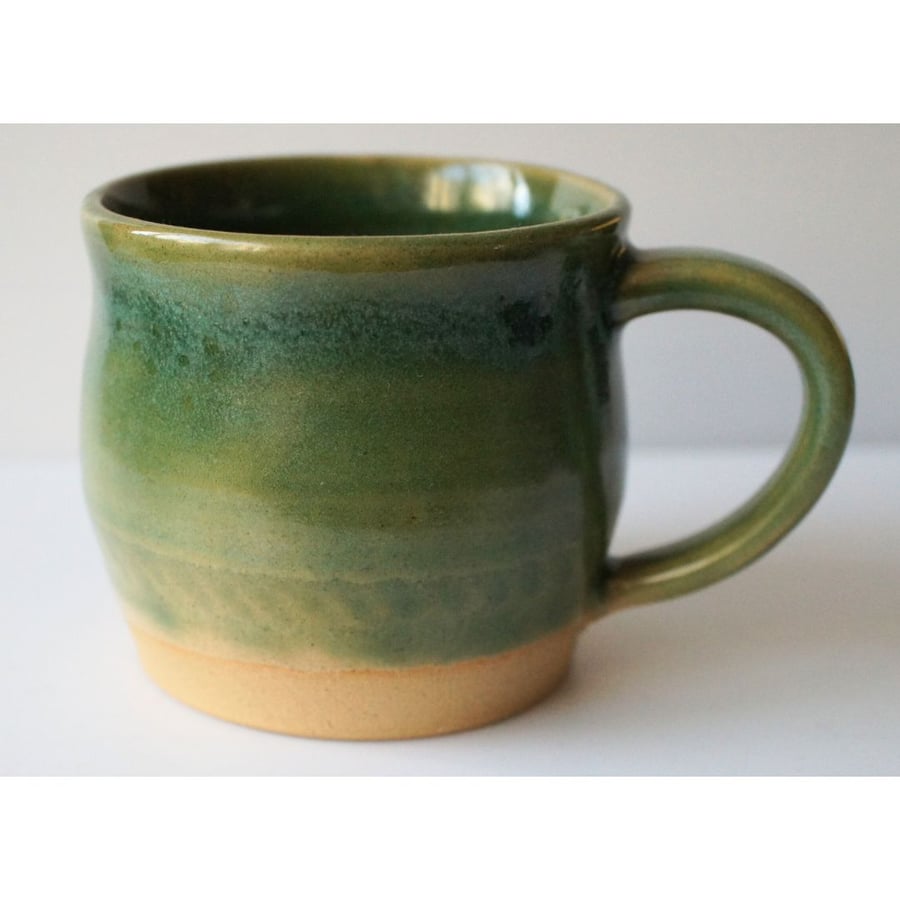 Green handmade pottery mug 8cm x 8cm