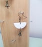 White Leather and Boho Beads Old Gold Colour Dangle Drop Earrings - Image 5