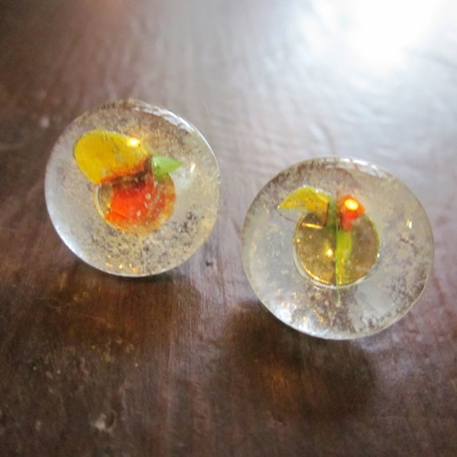 Earrings - melted marbles citrus
