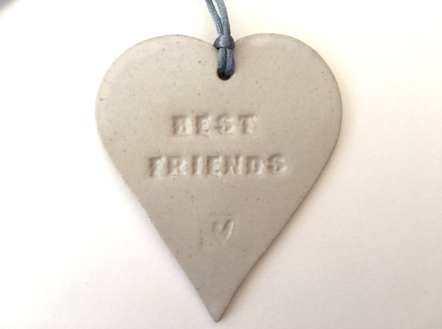  'Best friends' Loveheart hanger, ceramic lovehearts, home decor, pottery