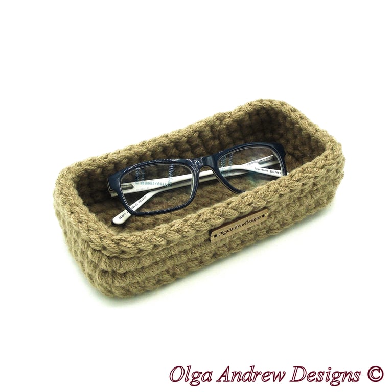 Bedside reading glasses tray, horizontal glasses holder, flat eyeglass holder