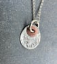 Silver and Copper Hammered Oval Pendant - Image 4
