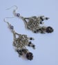 Boho Style Silver Plated Purple Drop Chandelier Earrings - Image 2