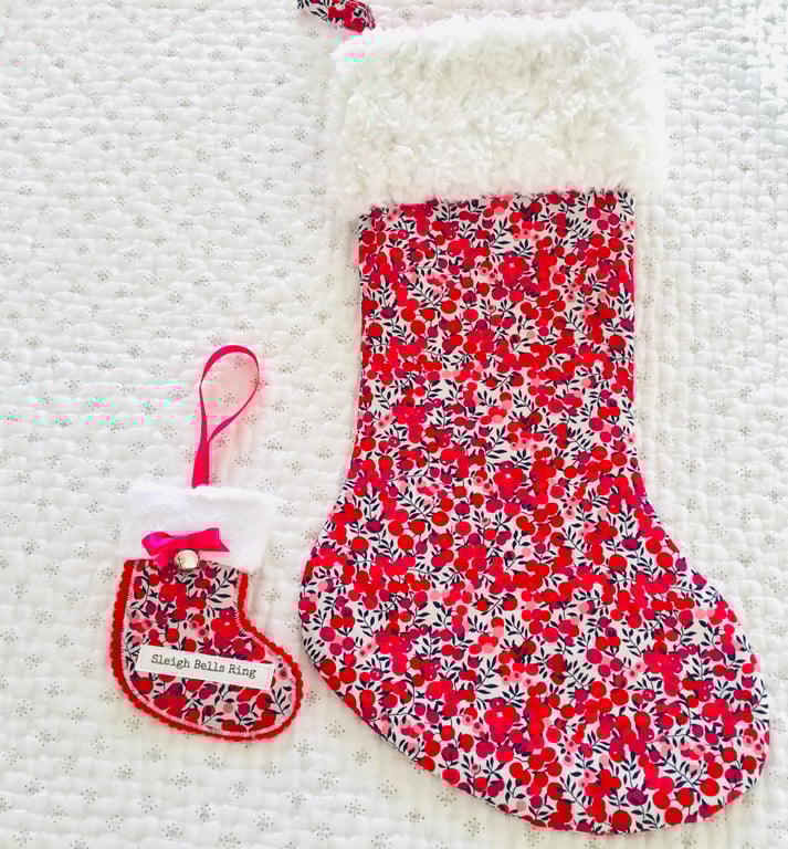 Liberty Christmas Stocking and Matching Hanging Decoration