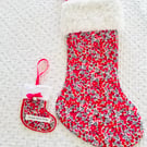 Liberty Christmas Stocking and Matching Hanging Decoration