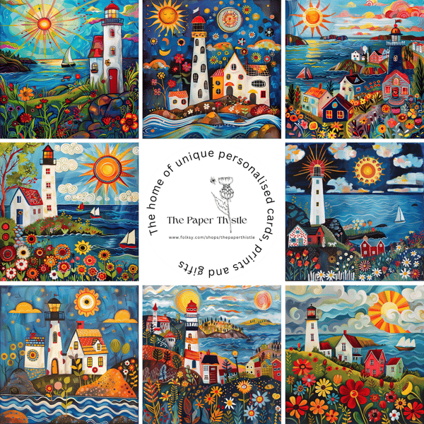 Lighthouse - Box Set of 8 different designed Illustrated cards