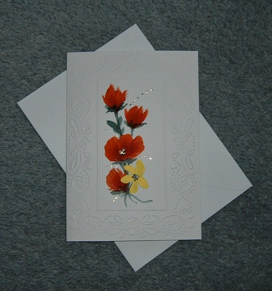 hand painted floral all occasion greetings card ( ref F 954 )