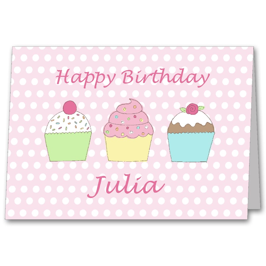 Cupcake Personalised Birthday Card.