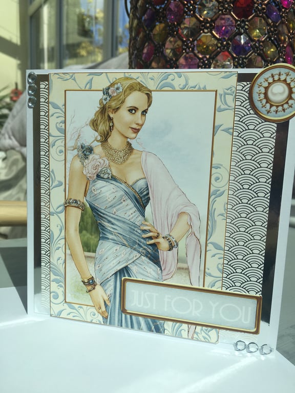 Art Deco glamorous lady birthday card