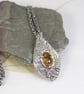 Silver Leaf Nature Pendant with Large Citrine Gemstone - Image 6