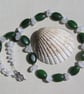 Clear Quartz & Nephrite Jade Gemstone Statement Beaded Necklace "Sage Ice"