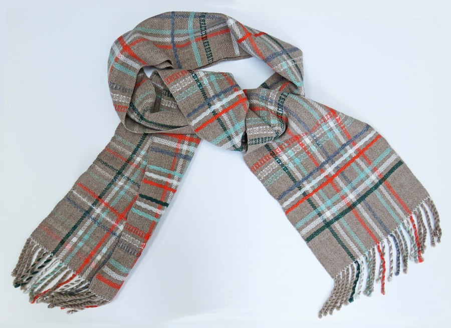 Handwoven striped wool scarf