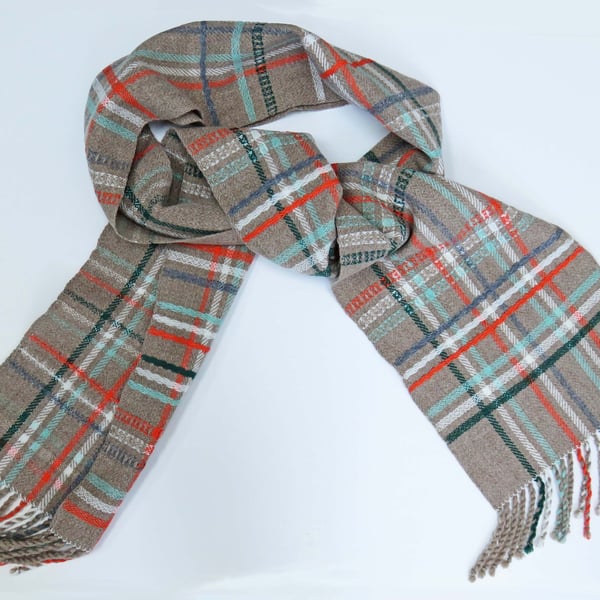 Handwoven striped wool scarf