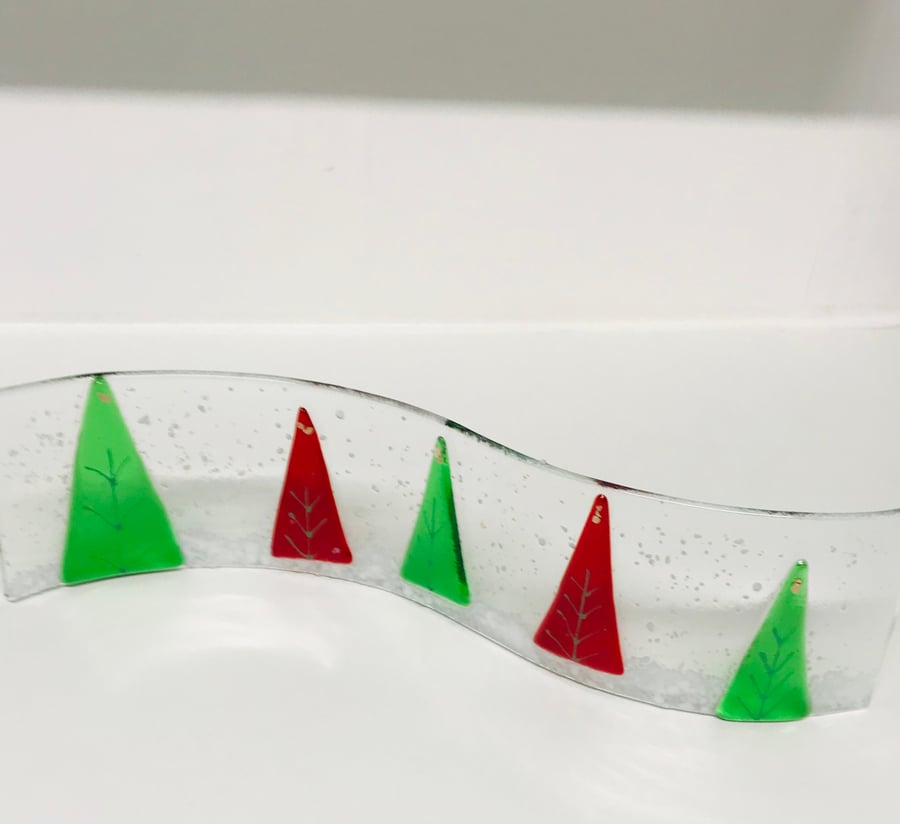 Fused glass Christmas stand up wave decoration (sale)