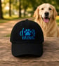 Dog Mom Embroidered Baseball Cap – Black with Blue Paw Prints - Image 2