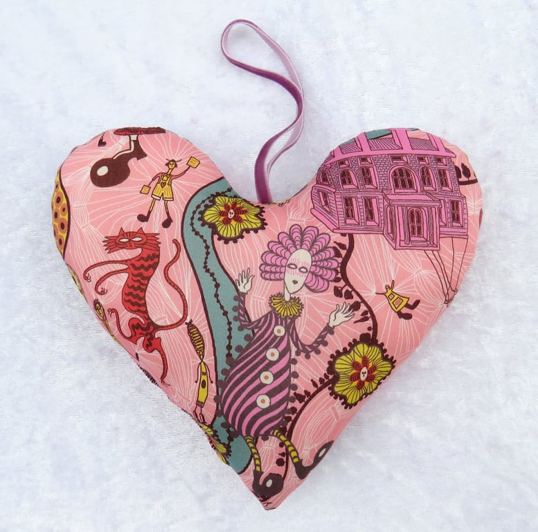 Heart decoration,  fabric heart, made from Liberty Tana Lawn