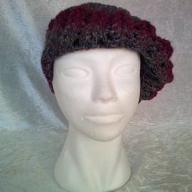 Dark Red and Grey Beret