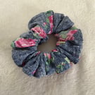 Cotton Scrunchie hair accessory in Blue Floral pattern