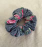 Cotton Scrunchie hair accessory in Blue Floral pattern