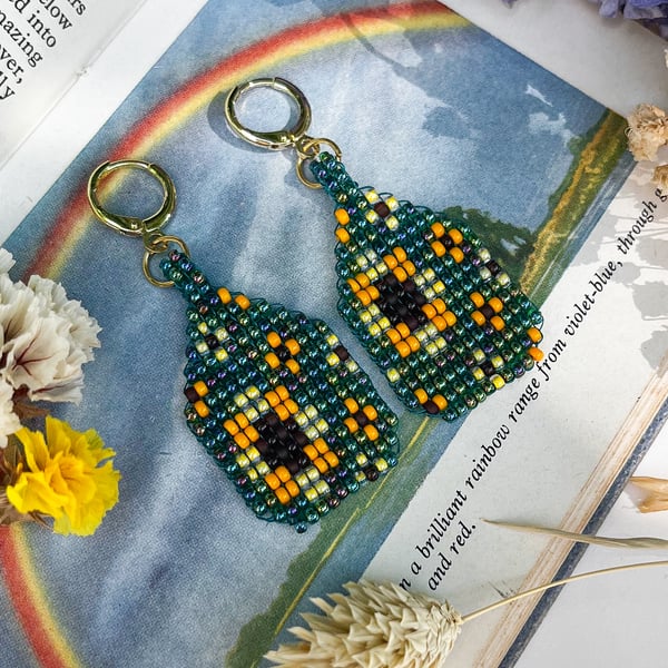 Handmade Sunflower Beaded Earrings – Bright & Playful Autumn Jewellery
