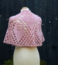 Chunky hand knit lace capelet in blossom pink 100% wool - design SB168 - Image 2
