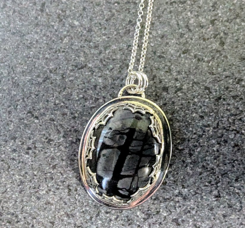 Picasso Marble A & Sterling Silver Pendant 