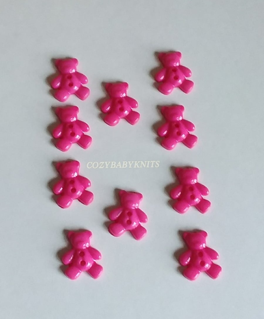 Cerise pink teddy bear plastic buttons