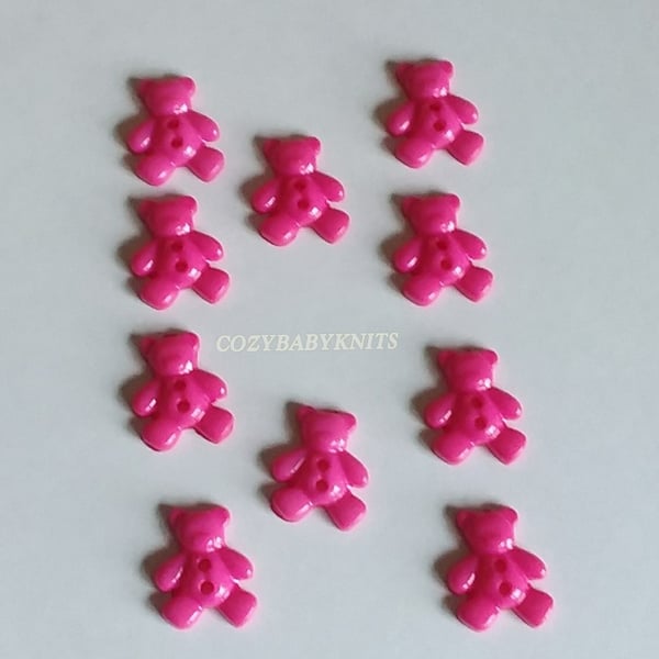 Cerise pink teddy bear plastic buttons