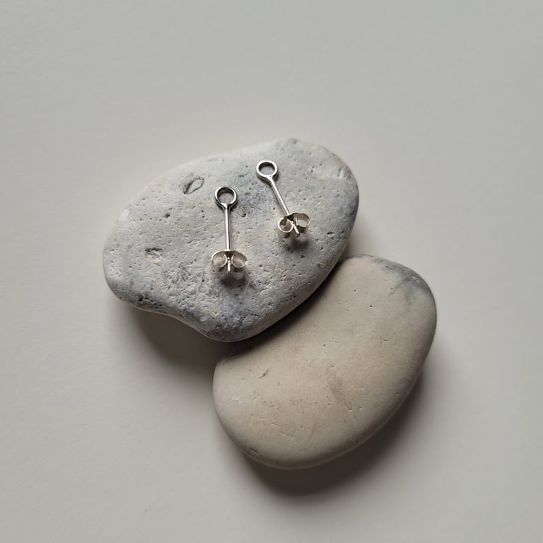 Small Silver Circle Studs, Ring Earrings