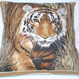 On Safari  magnificent Tiger prowling cushion 