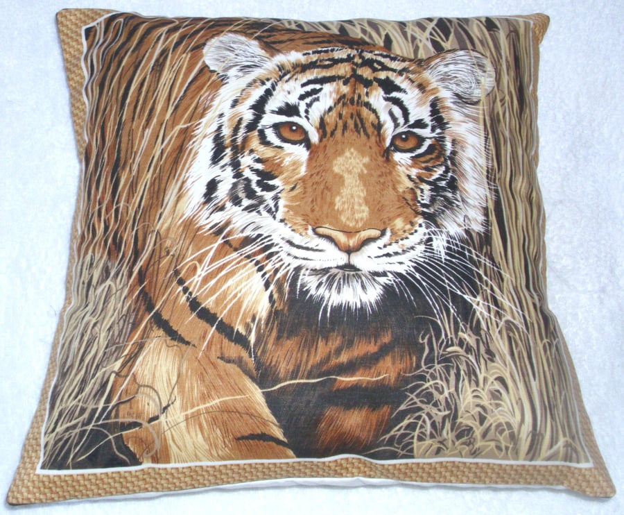 On Safari  magnificent Tiger prowling cushion 