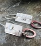 Silver and Copper Textured Dangle Earrings  - Image 3