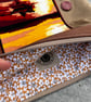 Repurposed sunset tapestry large soft pouch with floral lining - Image 6