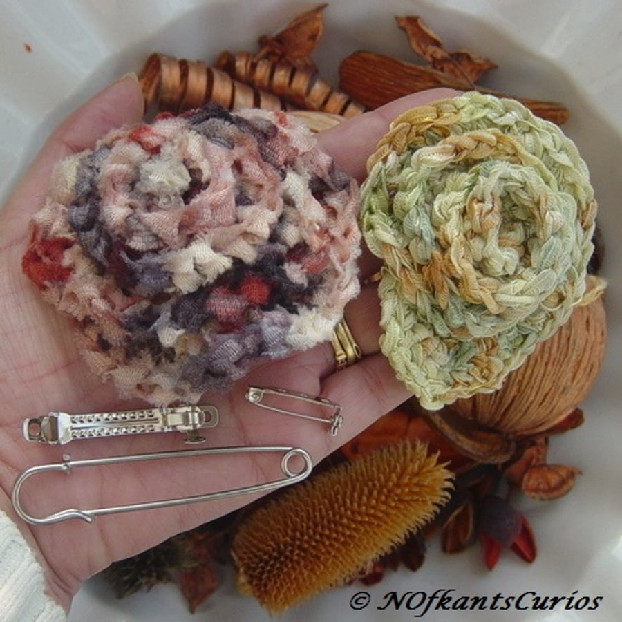 Posy Choice!  A Crocheted Ribbon Accessory, choice of backing mechanism 