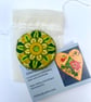 Stylised flower brooch hand embroidered in shades of green - Image 7