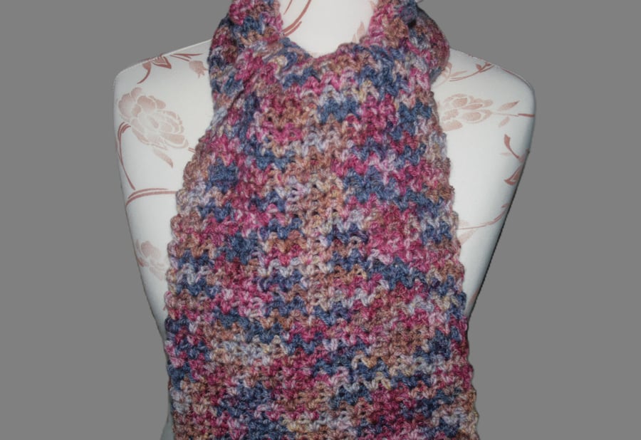 Pretty Berry Mix - Crochet Scarf