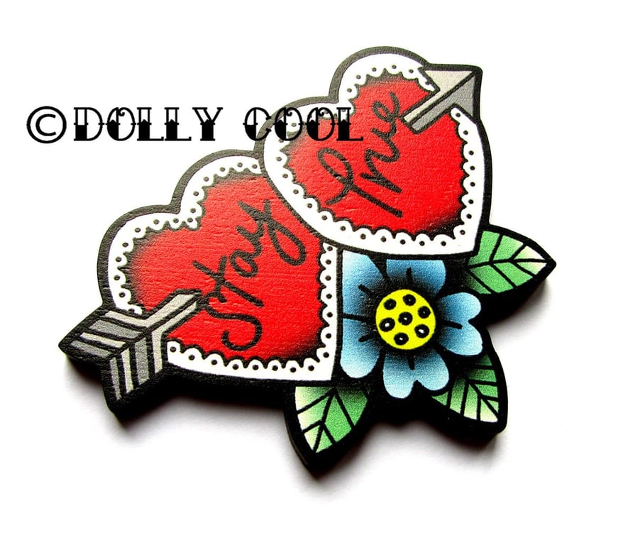 Stay True Sweetheart Brooch by Dolly Cool 40s 50s Reproduction Vintage Style 