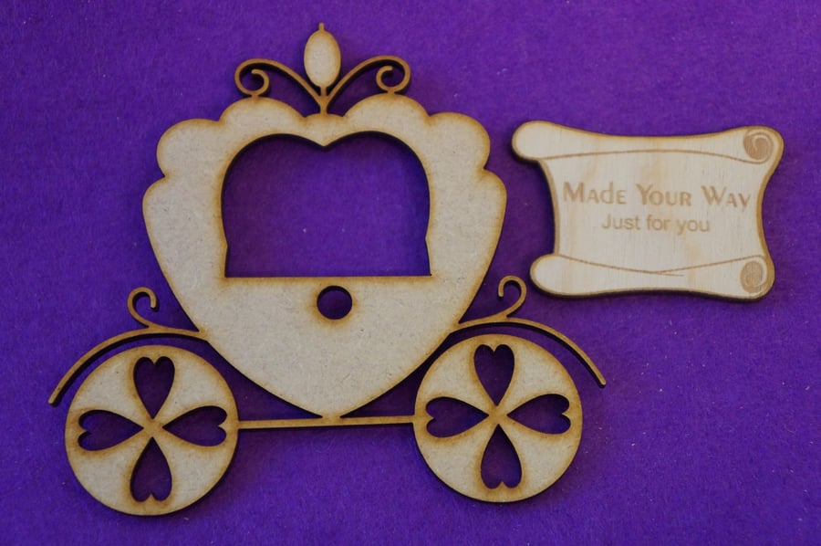 MDF Fairytale Princess Carriage B 10cm - Laser cut wooden shape 