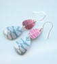 Pebble shaped mid century style red drop leaf earrings - Image 3