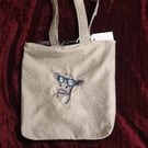Tote Bag, Grey colour with Cow embroidery