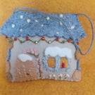Handmade Felt Embroidered Christmas Cottage