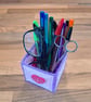 Medium container for office items - purple, pink pattern with heart charm - Image 4