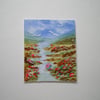 Miniature watercolour painting,Dolls House,Landscape,approx 2.25 x 1.75 inches