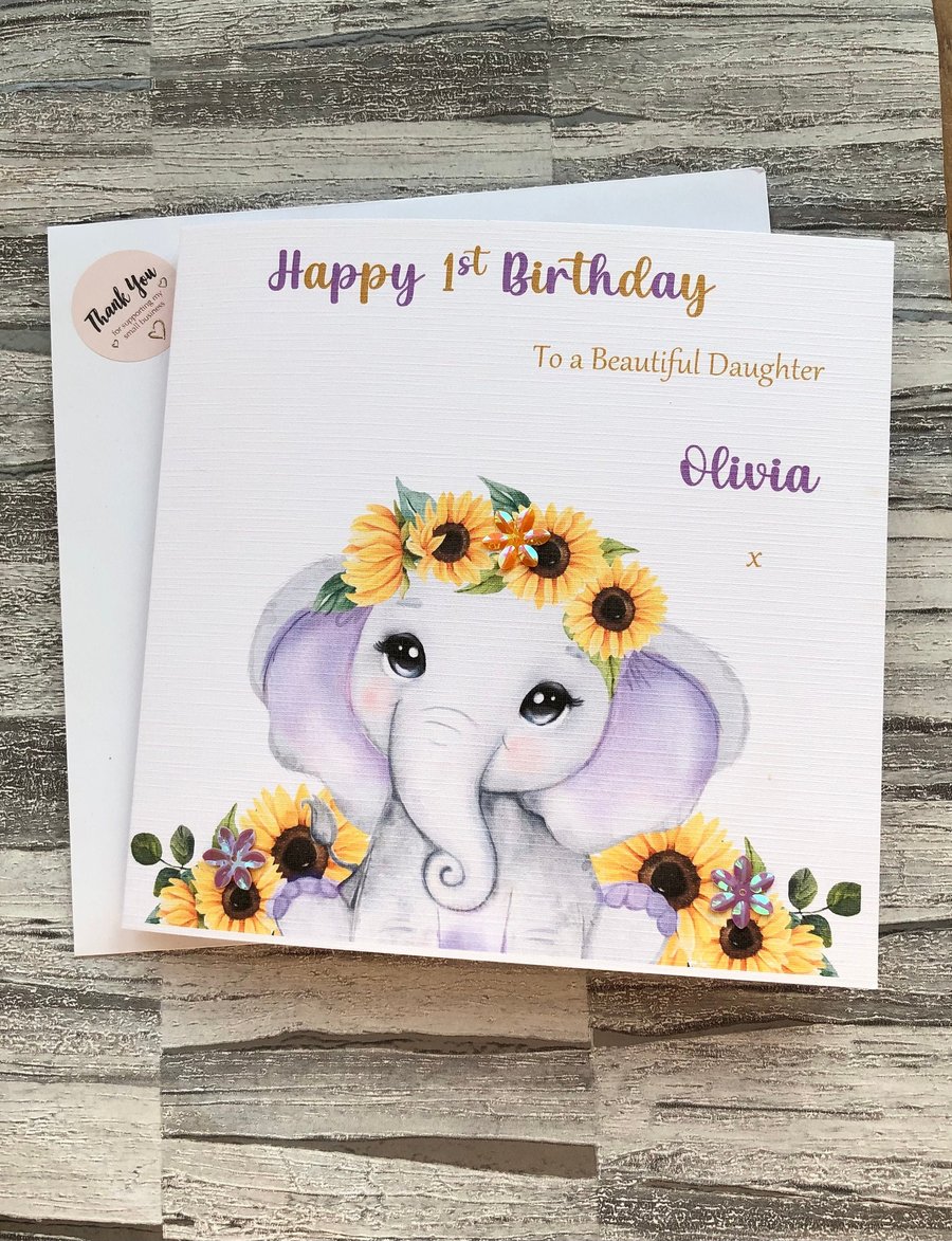 Girls Birthday Card for daughter Niece Cousin Friend Sister Any Age 1st 2nd 