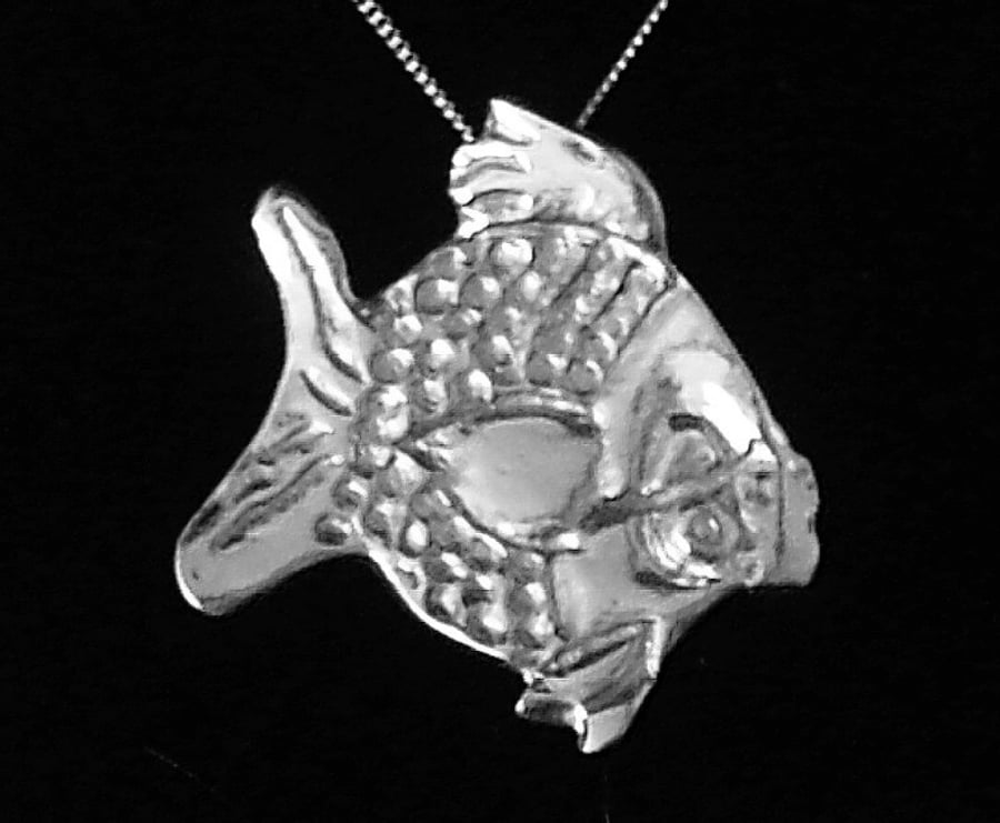 Silver Pendant: Freddy, the Cartoon Fish with a Sterling Silver Chain